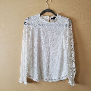 Long Sleeve Lace Blouse Top, Adrianna Papell, Size M